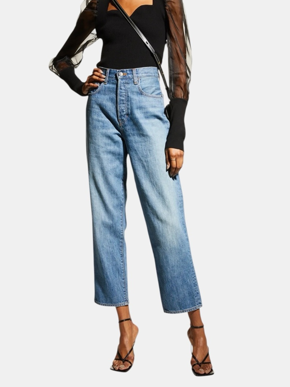 Veronica Beard Blake Classic Straight High Rise Luxury‎ Denim Keystone Wash 24